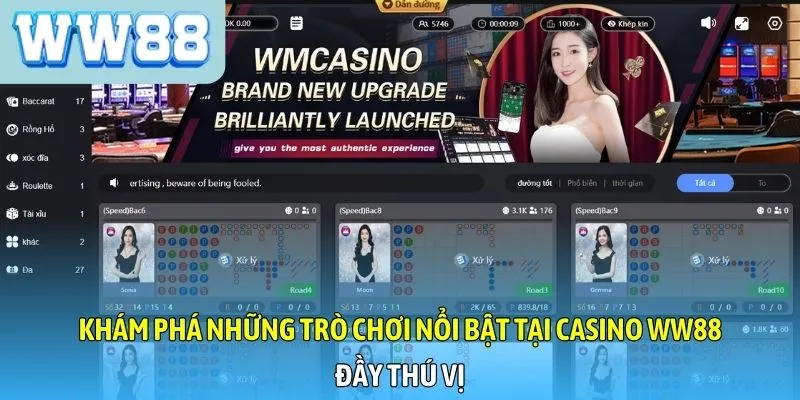 Khám phá những trò chơi nổi bật tại Casino WW88, đầy thú vị